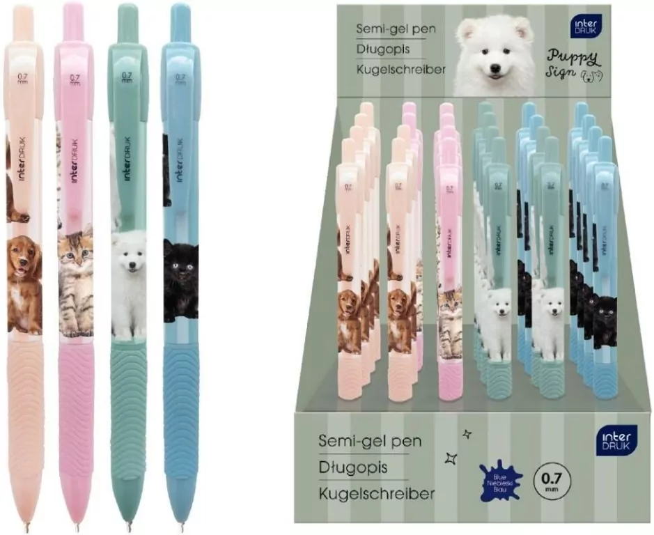 Długopis auto z gripem Puppy Sign nieb - tantis.pl