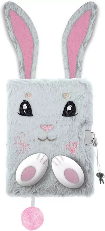 Pamiętnik z kłódką 3D włochacz A5, 96 kartek Bunny - tantis.pl