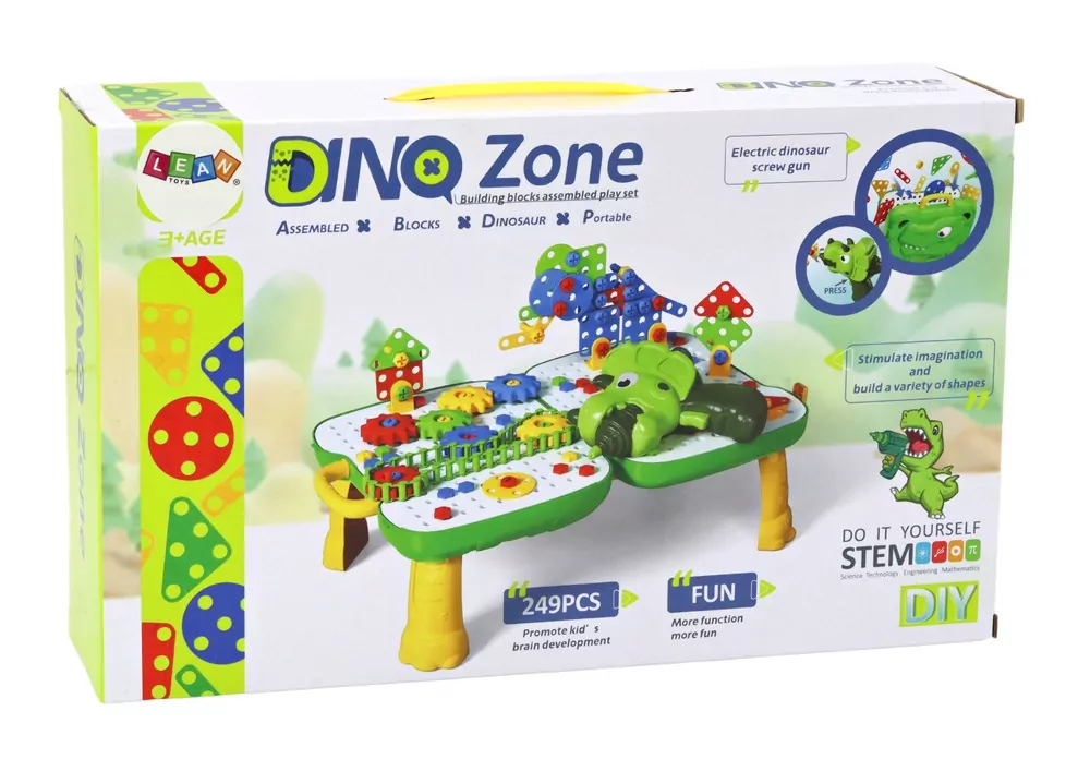 Stolik walizka z klockami DIY Dinozaur - tantis.pl