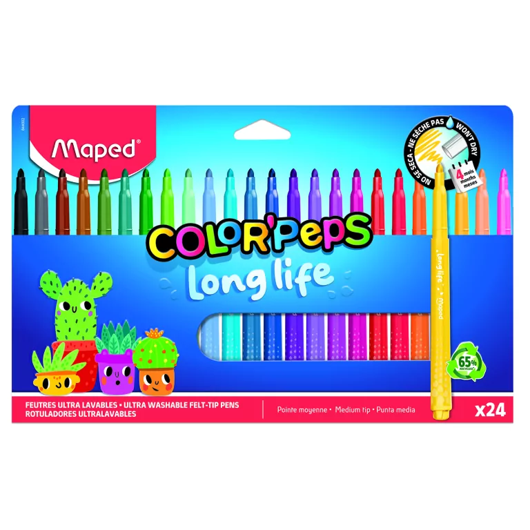 Flamastry Long Life 24kol MAPED - tantis.pl