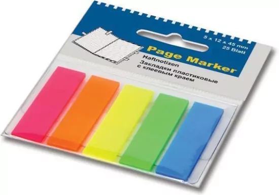 Zakładki indeksujące błyszczące (5 x 25 fiszek)