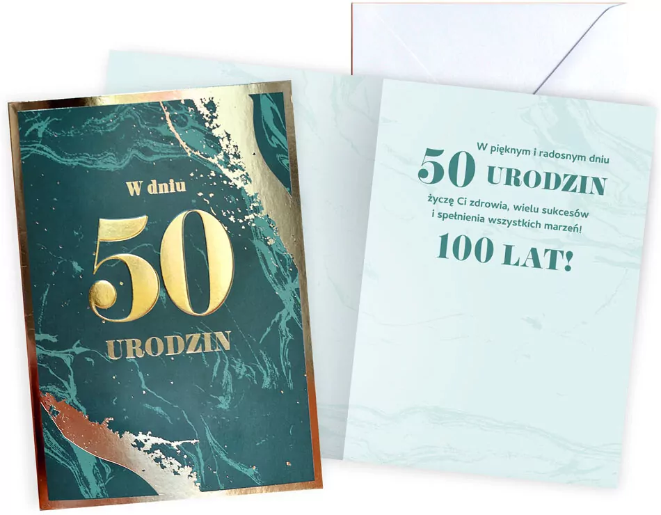 Karnet urodziny 50, B6 z kopertą - tantis.pl