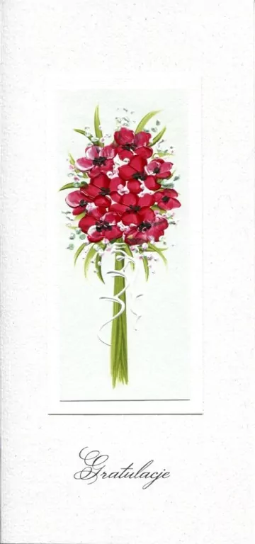 Karnet DL. Gratulacje. Czerwony bukiet - tantis.pl