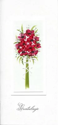 Karnet DL. Gratulacje. Czerwony bukiet