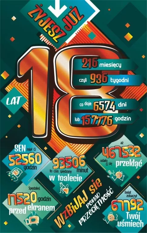 Kartka okolicznościowa: Urodziny 18 - tantis.pl