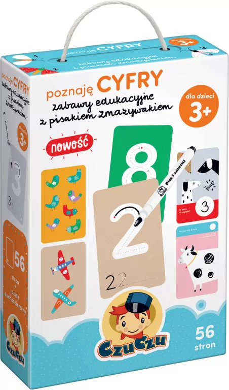 Czuczu. Poznaję cyfry. Zabawy edukacyjne z pisakiem zmazywakiem 3+ - tantis.pl