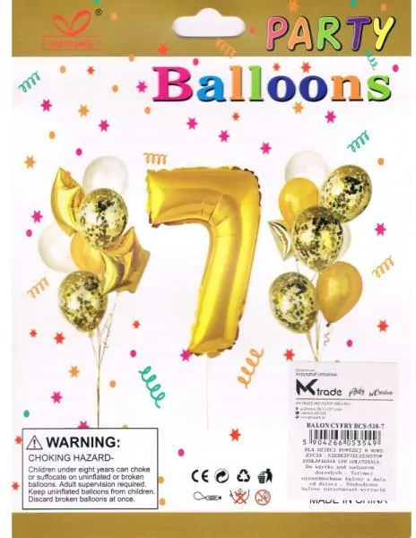 Zestaw balonów, cyfra "7", wys. 30-60cm, 16 szt.  BSC-538-7 - tantis.pl