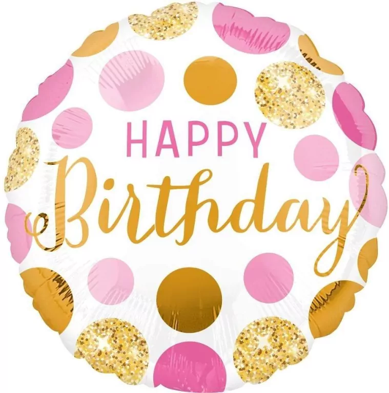Balon foliowy Pink and gold Happy Birthday 46cm - tantis.pl