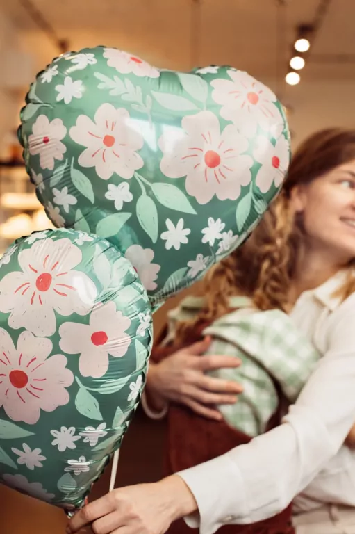 Balon foliowy Serce w kwiaty 45cm - tantis.pl