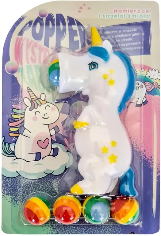 Gniotek strzelający piłeczkami. Jednorożec - tantis.pl