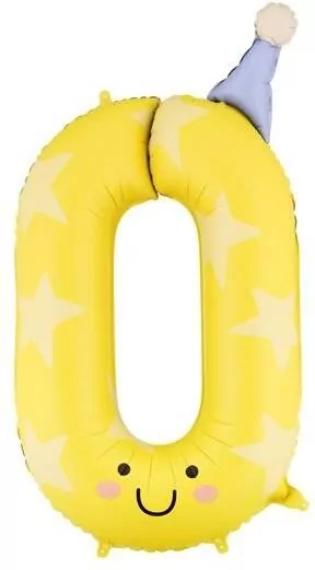Balon foliowy Cyfra 0 żółty 86cm - tantis.pl