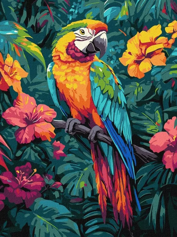 Malowanie po numerach - Tropikalny ptak 30x40cm - tantis.pl