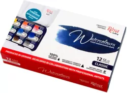 Farby akwarelowe w kostkach classic w metalowej kasetce 12 kolorów