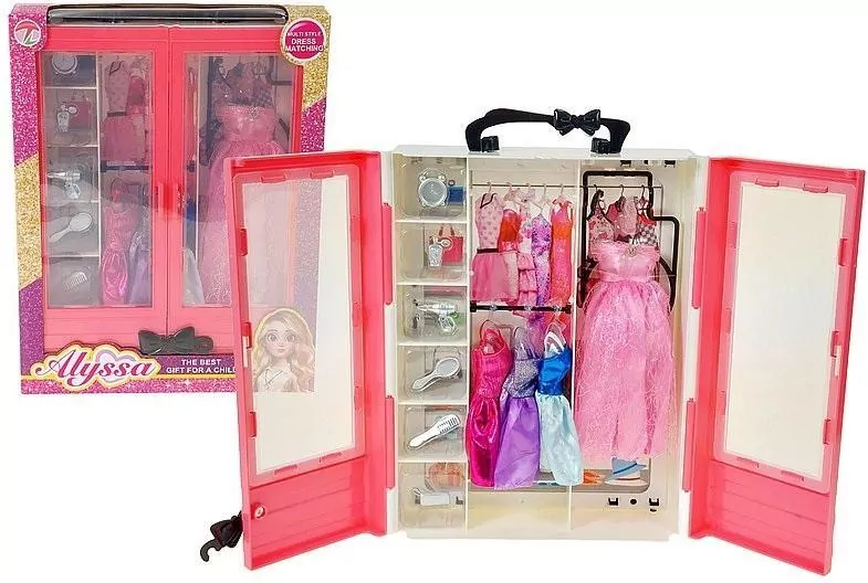 Szafa z 4 sukienkami dla lalek 29cm + akcesoria - tantis.pl