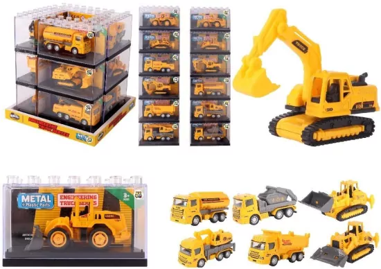 Autko w klocku 1:64 budowlane MIX