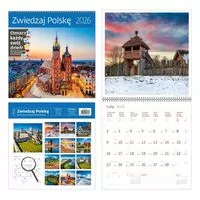 Kalendarz 2026 ścienny 30x30 Zwiedzaj Polskę HELMA - tantis.pl