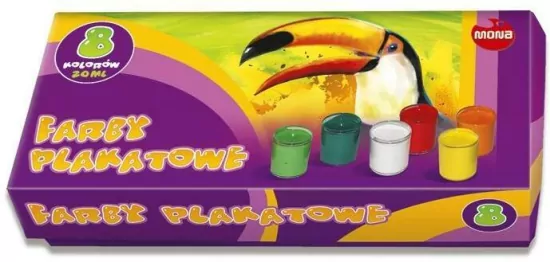 Farby plakatowe 8 kolorów 20ml MONA