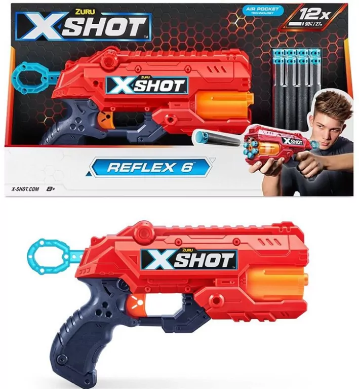 X-Shot. Wyrzutnia pomarańczowa. Excel Reflex, 12 strzałek - tantis.pl