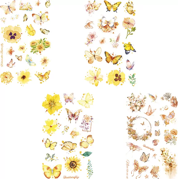 Naklejki foliowe 4 plansze motyle, kwiaty - tantis.pl