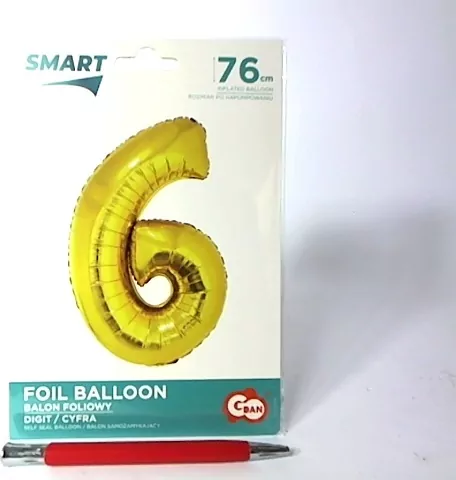 Balon foliowy 76cm. Złota cyfra 6 - tantis.pl