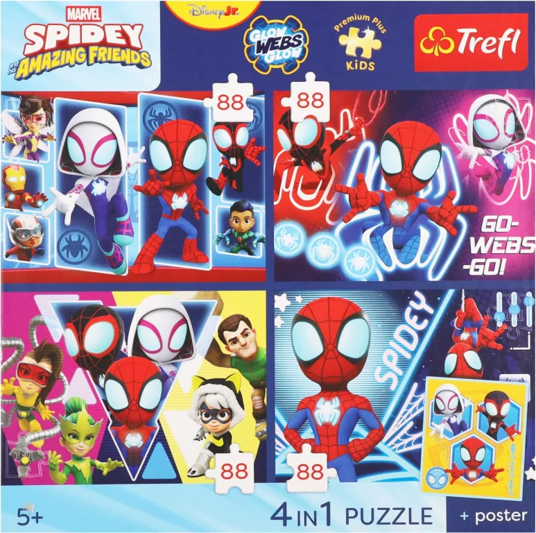 Puzzle 4w1 Spidey + plakat TREFL - tantis.pl