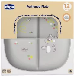 Talerz 3-dzielny szary 12m+