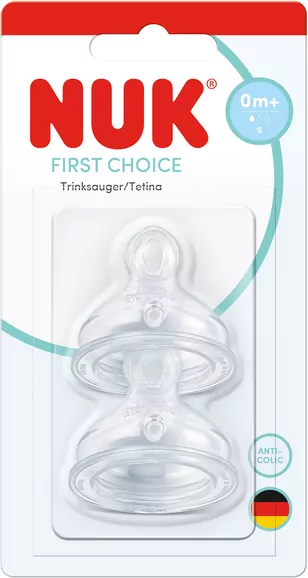 NUK. First Choice. Smoczki do butelki silikonowe. Rozmiar S. 2 sztuki - tantis.pl