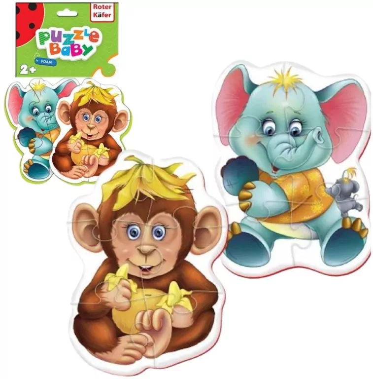 Piankowe puzzle małpka i słoń - tantis.pl