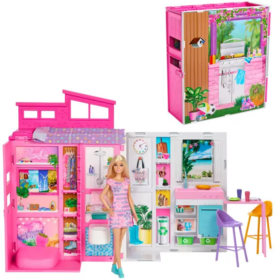 Barbie Fashionistas, Przytulny domek + Lalka HRJ77 - tantis.pl