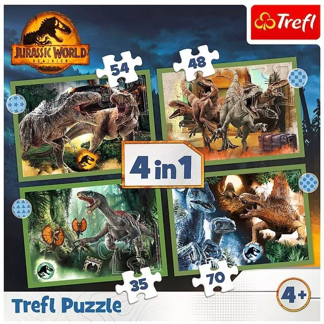 Trefl. Puzzle 4w1. Groźne dinozaury - tantis.pl