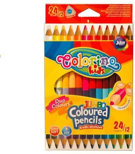 Kredki ołówkowe trójkątne dwustronne 12 sztuk - tantis.pl