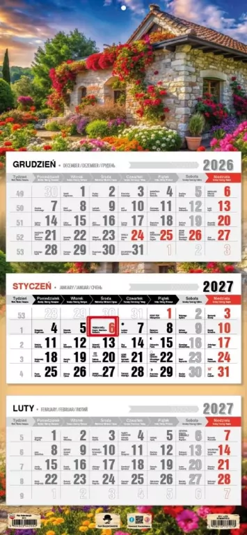 Kalendarz 2027 trójdzielny romantico - tantis.pl