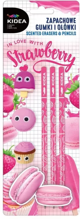 Zapachowe gumki i ołówki. Truskawka - tantis.pl