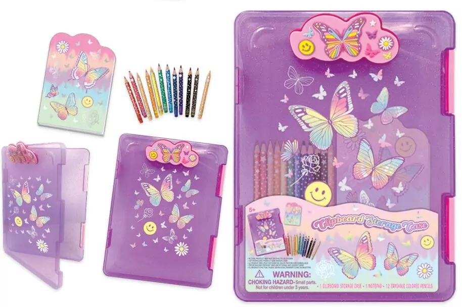 Teczka z klipsem + kredki Motylki - tantis.pl