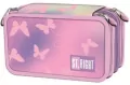 Piórnik potrójny z wyposażeniem z motylkiem PC5 Pink Butterfl - tantis.pl