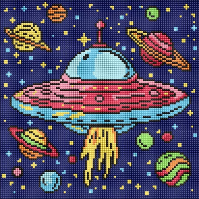 Diamentowa mozaika Kids - Kosmiczna podróż 30x30cm - tantis.pl