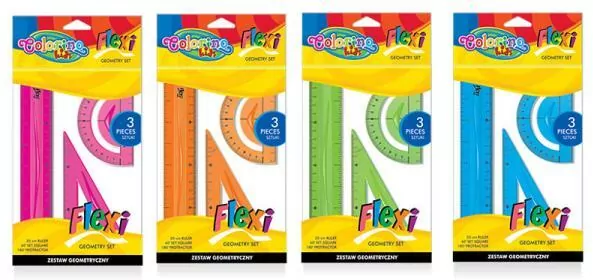 Zestaw geometryczny flexi 15 cm 3 elementowy 4 kolory Colorino Kids - tantis.pl