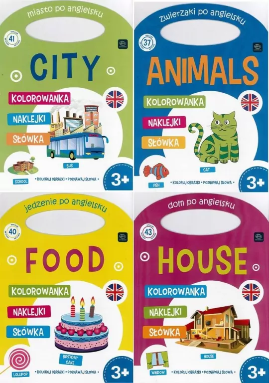 Kolorowanka A4 z naklejkami. Angielski mix - tantis.pl