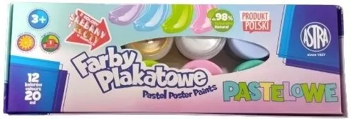 Farby plakatowe pastelowe Astra 12 kolorów - tantis.pl