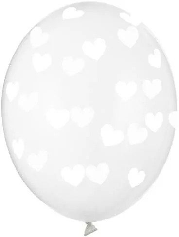Balony Serduszka Crystal Clear 30cm 6szt - tantis.pl