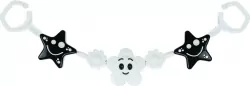 Zawieszka do wózka czarno-biała 2 gwiazdy i kwiat