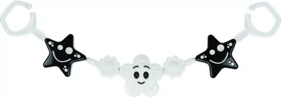 Zawieszka do wózka czarno-biała 2 gwiazdy i kwiat