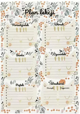 Plan lekcji z tabliczką mnożenia A4 Koty