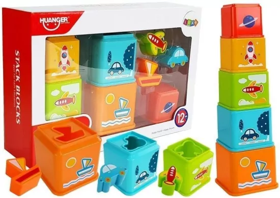 Sorter Piramidka kubeczki kwadrat z obrazkami