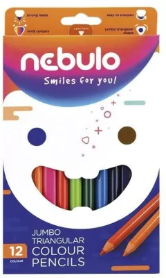 Kredki ołówkowe trójkątne Jumbo 12 kolorów NEBULO