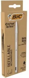 Długopis BIC cristal renew metal czarny 1 wkład, 2 sztuki