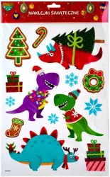 Naklejki świąteczne dinozaury Boże Narodzenie