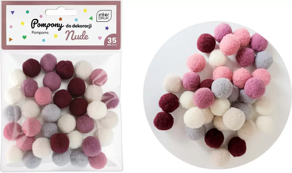 Pompony do dekoracji 35 sztuk. Nude - tantis.pl