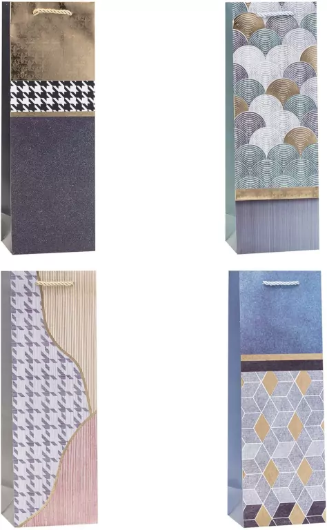 Torebka ozdobna na butelkę 12x35x9cm mix ROZETTE. 1 sztuka - tantis.pl