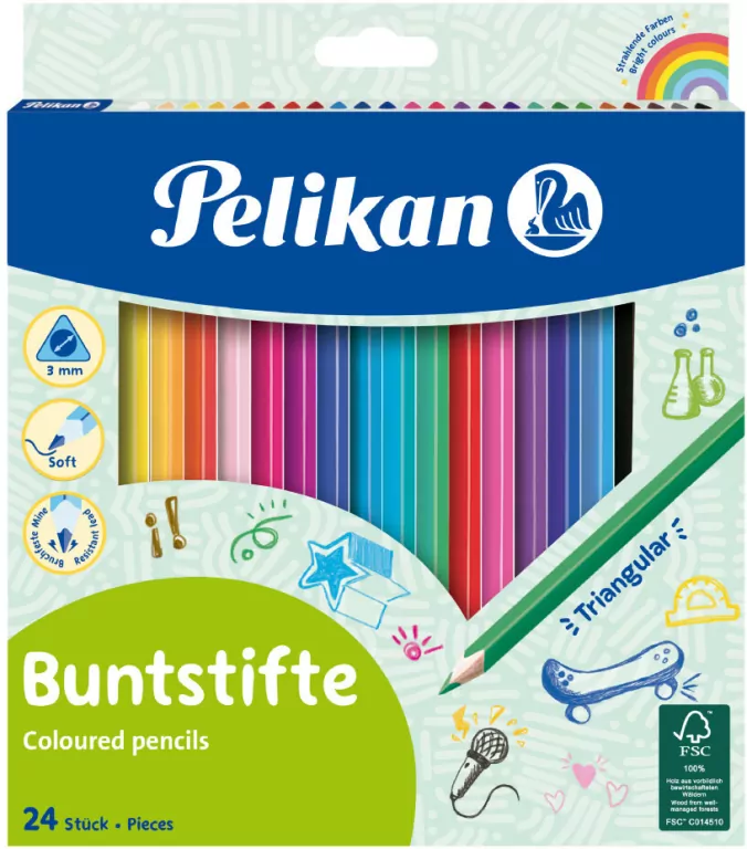 Pelikan. Kredki trójkątne,24 kolory - tantis.pl